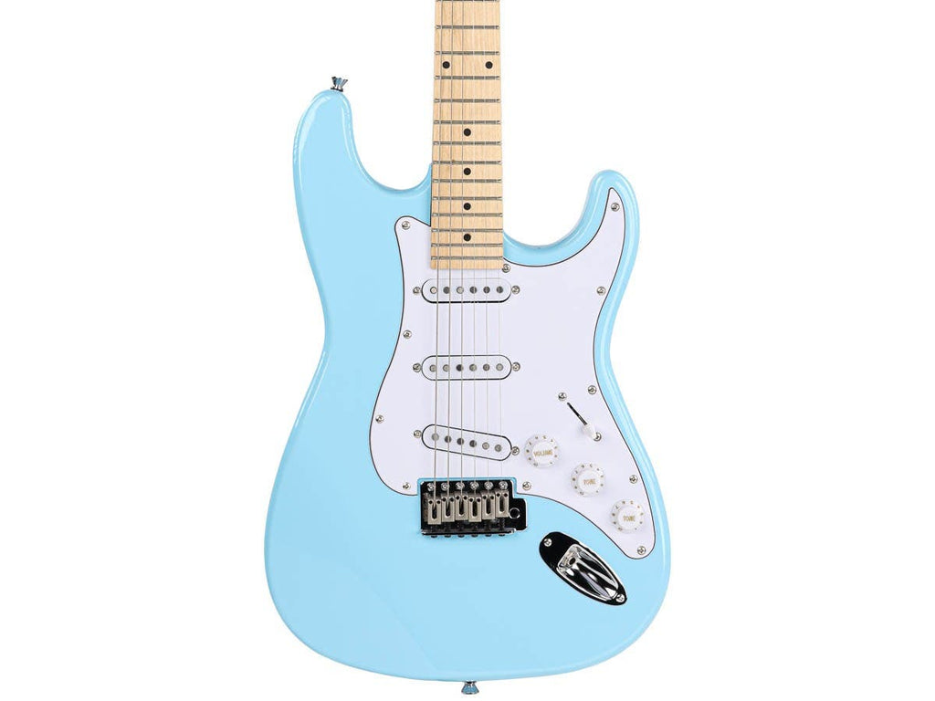 Indio Cali DLX Plus Solid Ash Electric Guitar with Gig Bag - Light Blue with Maple Fretboard